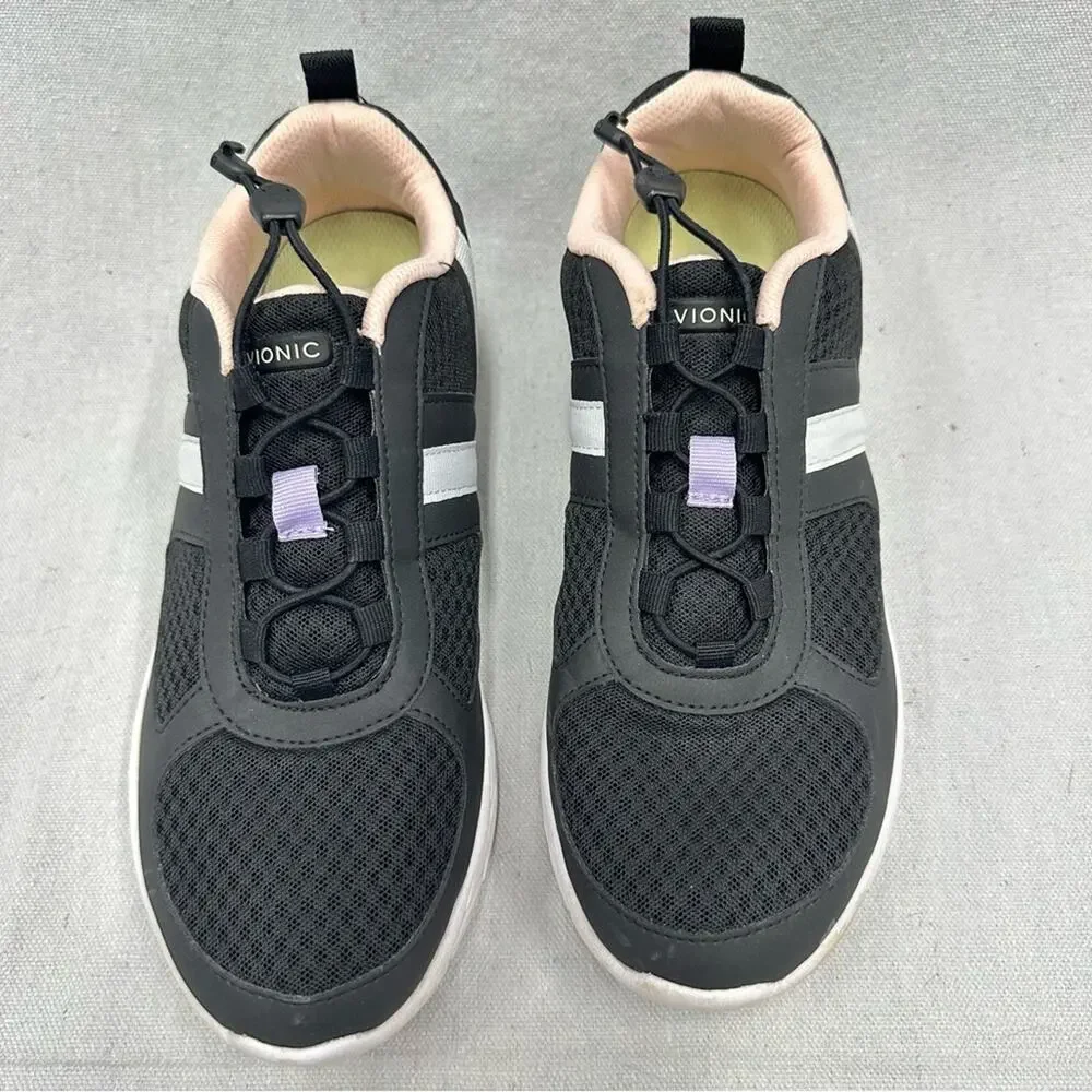 Vionic‎ Maren elastic lace toggle closure comfort walking sneaker black size 9.5